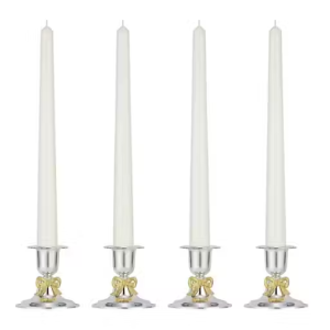 Laksh Collection Unscented Dripless Taper Candles || 10 Inch || Candle Light Dinner || Spell || Set of 4 || Paraffin Wax (white)