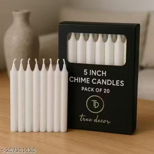 True Décor 5″ White Pack of 20 Chime/Mombati Candles for Home Decoration