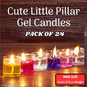 Home Decor Luxury Small Multicolour Smokeless Decorated Mini Cute Little Glass Jelly Gel Candles for Home Decor Diwali Decoration,Spa,Birthdays Party,Festivals (Pack of 24)