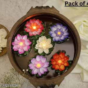 Sprqcart Pack of 4 Floating Candle Night Lighting Bath Wedding Festival Lamp | Waterproof Lotus Romantic Beautiful Water Sensor Diya LED Candles for Home Decoration | Diwali Gift (Pack of 4)