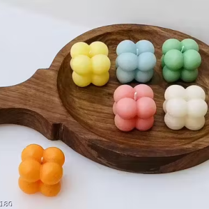 AAMU MOON Tiny Cloud Candle, Bubble Candles, Cube Candle For Birthday, Valentine Day, Diwali, Table Decor & Home Interior – Set of 6 Piece, Multicolour