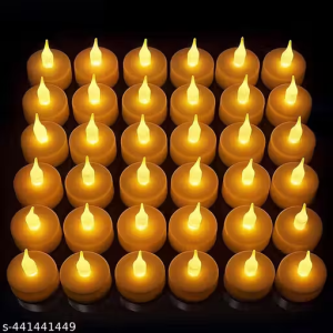 PACK OF 24 Tea Light Candles Diya for Diwali, Ganpati, Navratri Dusshera Pooja & Christmas Café and Indoor Decoration Battery-Operated Flameless and Smokeless Decorative Lightings (PACK OF 24)