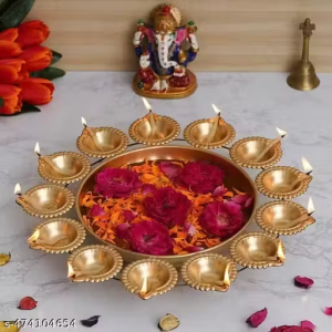 Elegant Diya Urli Bowl for Floating Flowers | T-Light Candle Holder for Diwali & Navratri Metal Handicrafts SARA HANDICRAFTS