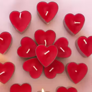 Smokeless Romantic Rose Scented Heart Candles, Set of 12