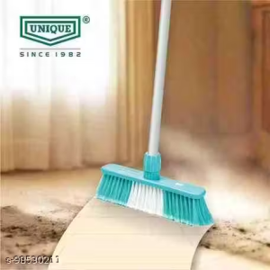 UNIQUE Multipurpose floor cleaner Tall/long broom brush with synthetic bristles with long rod handle (12x42in) for cleaning all types of home/house floors