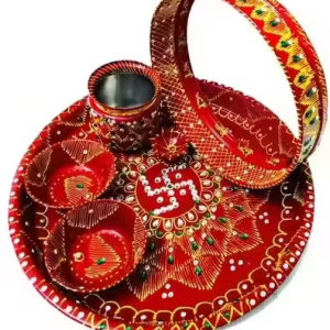 Karwa chauth thali 6 pieces Decorative puja thali set
