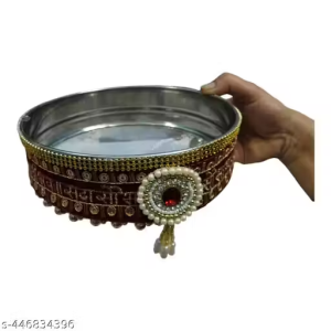 Karwa Chauth Special Handmade Stone Work Decorated Colourful Channi