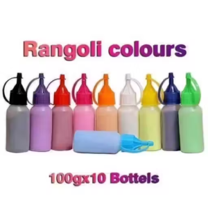 PACK OF (10*100 gm)Rangoli Powder All Colour Rangoli Squeeze Bottle Rangoli Colour Bottle Set of 10 Diwali Decoration Rangoli Floor Art Ceramic Colours Rangoli Color Powder for Navratri Pongal Pooja Mandir