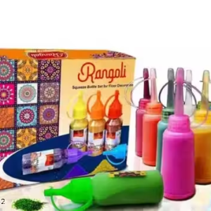 BOTTLE PACK OF 10 Squeeze Bottle Rangoli Powder All Colour Rangoli Colour Set of 10 Colour .Diwali Decoration Rangoli Floor Art Ceramic Colours Rangoli Colour Powder for Navratri Pongal Pooja Mandir 1 kg rangoli colour diwali colours