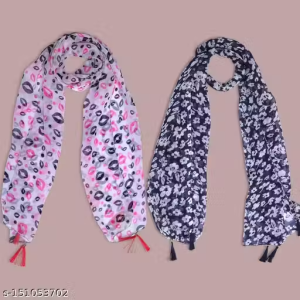 Girl’s And Women’s Stylish Printed Multicolored Scarves Pack of 2