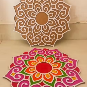 Portable Rangoli (12 inches) Stencil for Decor DIY Craft Reusable Templates for Floor Table Just Fill with Rangoli Atta or Grains for Navratri Pongal Pooja Mandir Rangoli Mats for Decoration