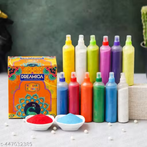 Dreamica Rangoli Colours Pack of 12 | Vibrant Rangoli Powder Bottles for Diwali, Navratri, Pongal, Holi, Wedding Décor, Floor Art, Home Mandir, Festival Decoration & Craft DIY