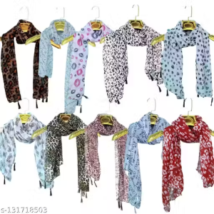 Girl’s And Women’s Stylish Printed Multicolored Scarves Pack of 10