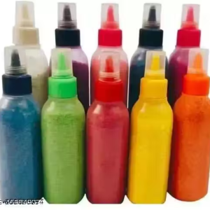New PACK OF 10 Squeez Bottol Rangoli Powder All Colour Rangoli Colour Set of 10 Colour .Diwali Decoration Rangoli Floor Art Ceramic Colours Rangoli Color Powder for Navratri Pongal Pooja Mandir 1 kg rangoli colour