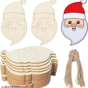 Christmas Santa Claus Wooden Craft Blank Wood Board Wall Art Unfinished Ornaments for Christmas Wedding Birthday Party Christmas Thanksgiving Day Decoration 6 Pcs Size 4 x 2.5 Inch