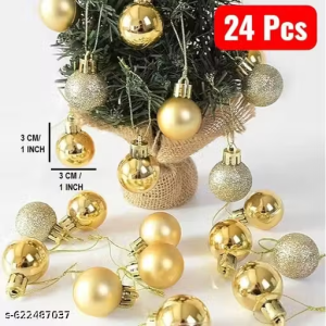 Christmas Hanging Ornaments 3 cm Golden Balls Durable and Lightweight Decorations for Christmas Trees Indoor and Outdoor Decoration-12 Pcs