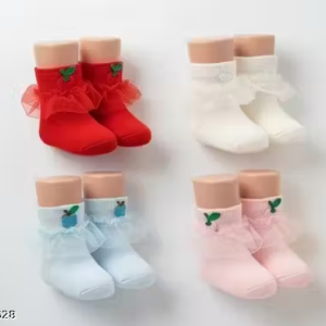 Cute and Colorful Pure Cotton Baby Girl Frill/Lace Socks 12-18 Months (Pack of 4)