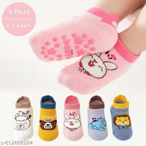 SYGA 5-Pack Toddler Animal-Themed Baby Ankle Socks – Soft 3D Ear with Cute Prints for 0-1 Years (Multicolor)