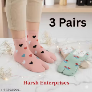 PACK OF 3 PAIRS- Latest Multicolour Womens Comfortable Stretchy Mid Calf Length Socks Stylish for Regular Wear – Perfect for Women