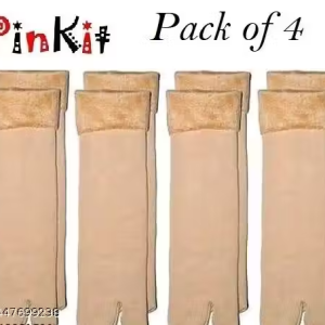 PinKit Soft & Cozy Solid Winter Thick Warm Fleece Lined Thermal Stretchy Elastic Velvet with Thumb Socks for Girls/Ladies/Women) Pack Of 4 Pairs