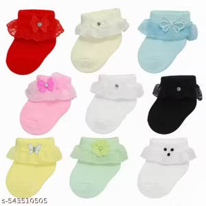 Little Stuff present Baby Girls Frill Ankle Socks Pack of 4 | Soft Cotton Lace Socks for Newborn to 6 Years | Stylish & Comfortable Infant Socks for Parties & Daily Wear baby socks socks for new born baby frill socks for girls frill socks for baby girl frill socks baby socks set baby socks combo