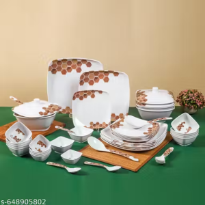 City Gold Melamine 46pcs square dinner set elegant way to serve dinner to your family or guests