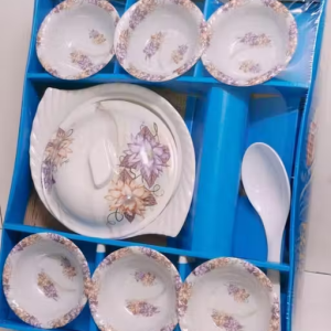 9 Piece Melamine Pudding & Dessert Set | Serving Bowl with Lid, 6 Mini Bowls & Spoon | Kitchen Dining Set for Sweets, Custard, Ice Cream