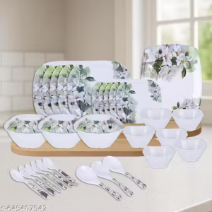 Apeiron 40pc. Melamine Dinner set Green Flower Design Glamour Model