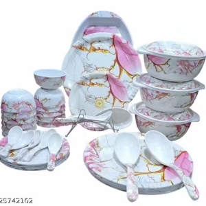 BRONKO Pack of 40 Melamin DAWAT E- MEHFIL Dinner Set Pink