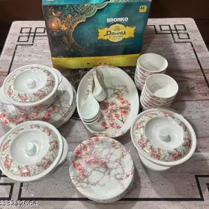 BRONKO Pack of 40 Melamin DAWAT E- MEHFIL Dinner Set Floral Pink Cherry