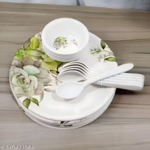 Inpro 18 Pc Melamine Dinner Set (6 Full Plate, 6 Bowl, 6 Spoon).Elevate your dining experience with our exquisite 18-Piece Melamine Dinner Set-Melamine dinner set-Melamine dinnerware-Melamine tableware-Melamine dish set-Melamine dinner set for six-Melamine serveware