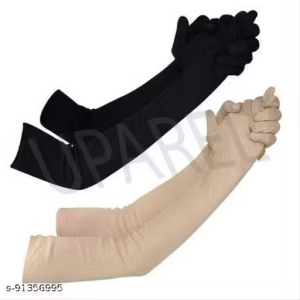 UPAREL Unisex Cotton Long Gloves Arm Covers for Women and Men (Pack of 2 Pairs)