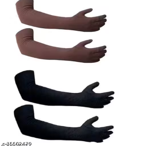 Warm Women Multicolor Cotton Driving Gloves Pack of 2