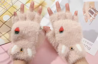 Winter Knit Half Fingers Cute