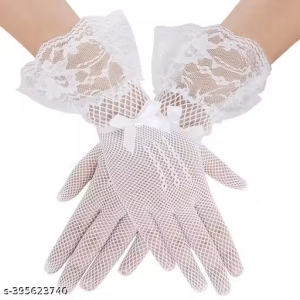 ALLDAYPROVISION Ladies Lace Gloves Elegant Short Gloves Courtesy Summer Gloves for Wedding Dinner Parties