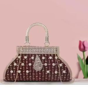 Stylish Fancy Designer Wedding Party Classy Trendy Gold Chain Strap Handcrafted Clutch For Women