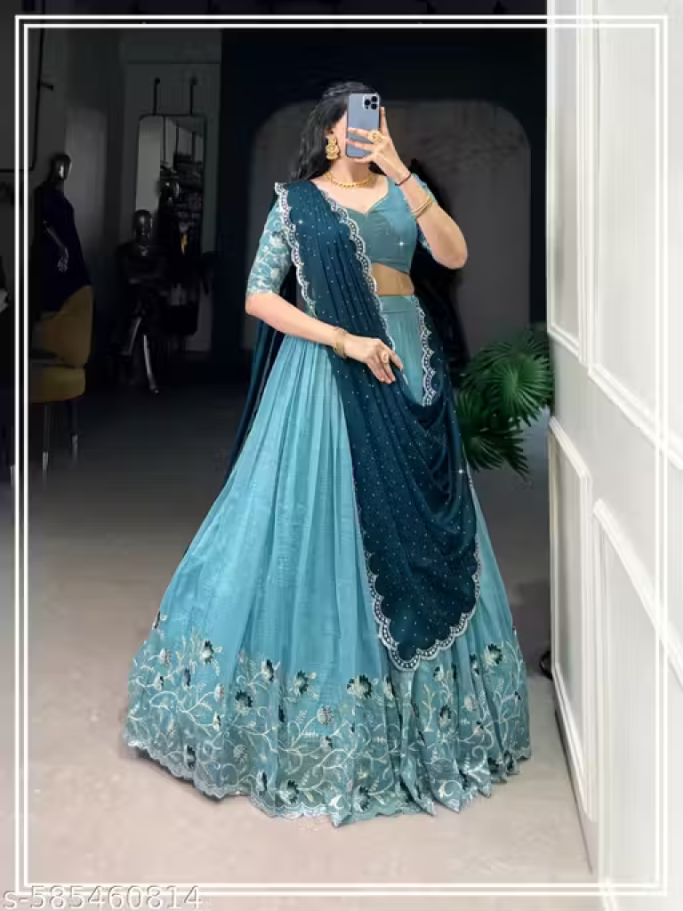 Heavy Net Embroidery Lehenga