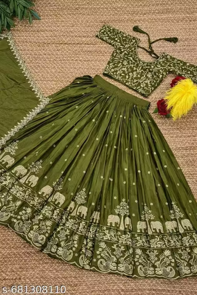 Round Neck Semi Stitched Lehenga