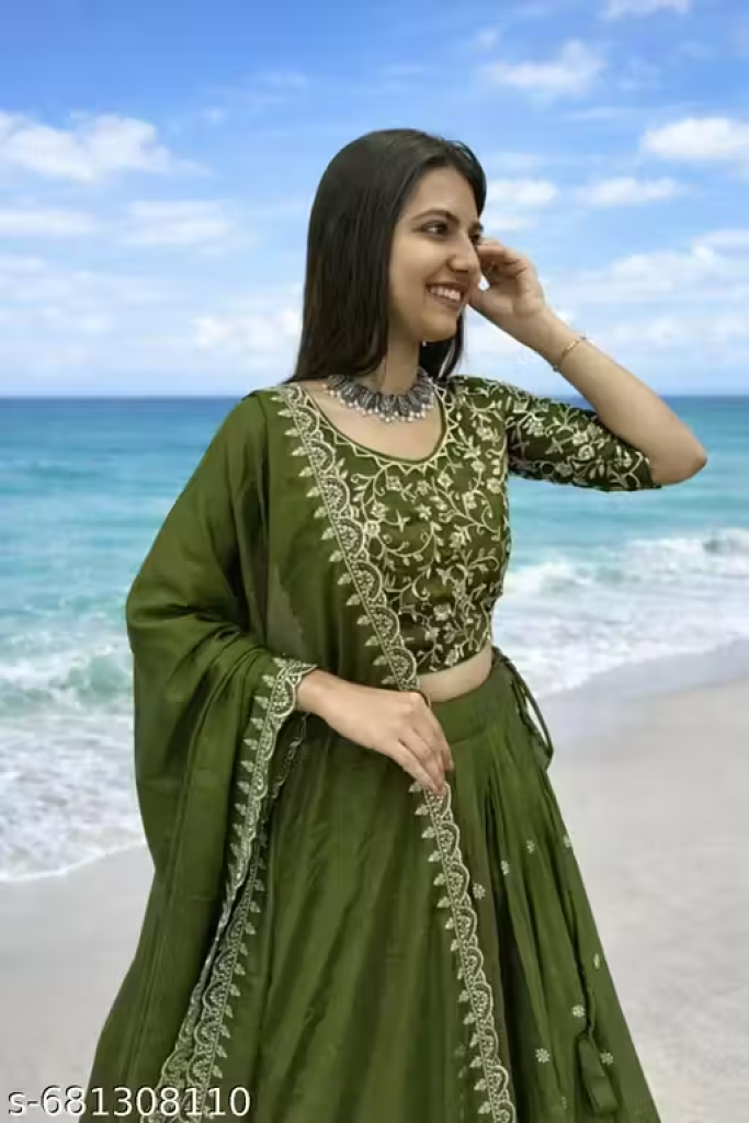 Round Neck Semi Stitched Lehenga