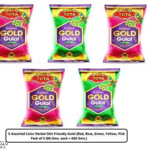 Herbal Gulal (Pack of 5 each of 80g) Holi Decor