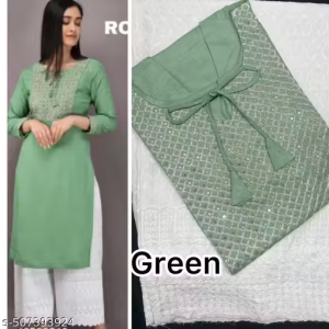 Women Rayon A _line Embroidered Long kurti With palazzos Trending