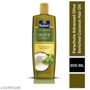 Parachute Advansed Olive Enriched Coconut Hair Oil for Stronger Nourished Hair | Ultimate nourishment with Olive | Coconut for strengthening the hair | Upto 10x less hair fall and 90% stronger hair-  300 ML