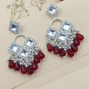 New Traditional Kundan and Pearl Long Earrings – Gold Polished Brass Plated, Adjustable Size for Ethnic Parties and Special Occasions