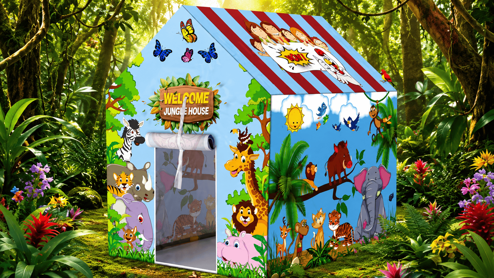 JUNGLE THEM KIDS PLAY TENT HOUSE
