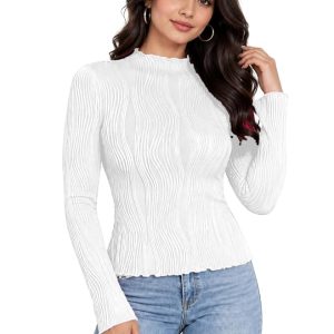 Leriya Fashion Tops for Woman | Winter Top for Women Poly Cotton Full Sleeve Round Neck Regular Fit | Tops for Women Western Office Casual Wear | Western Top for Woman Stylish