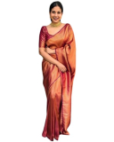 Esomic Women’s Pure Banarasi Soft Silk Saree Kanjivaram Style Sarees With Blouse Piece For Wedding, just 499.