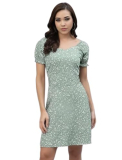 INNAYARA DIVIRTA Women’s A-Line Knee-Length Dress with Scoop Neck and Short Sleeves_XS_Green just 499.