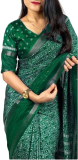 Necwa Women’s Cotton Dola Silk Soft Kalmkari Print Saree With Sequence Work Border With Attach Unstitch strong Blouse Piece. just 777.