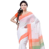 dB DESH BIDESH Women’s Pure Cotton Handloom Tri Colour Independence Day Orange White Green Saree tiranga saree for women cotton silk chiffon georgette republic day sarees for women With Blouse Piece just 794.