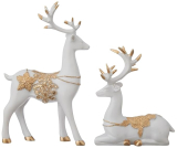 amazon basics Creative Resin Golden and White Reindeer Sculptures | Beautiful Home Decor | Elevates The Energy of Your Room (Pack of 2, White and Golden)